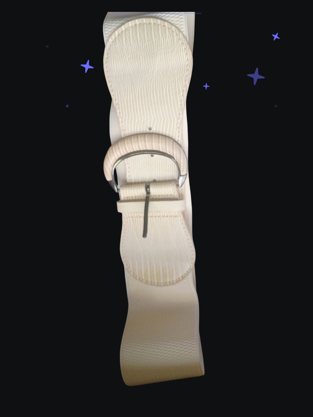 Whippy Cream Textured Wide Belt with Round Buckle